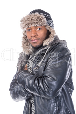 young african-american feeling cold