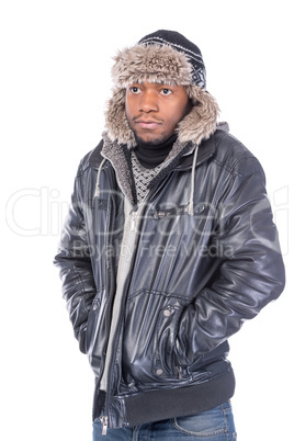 young african-american feeling cold