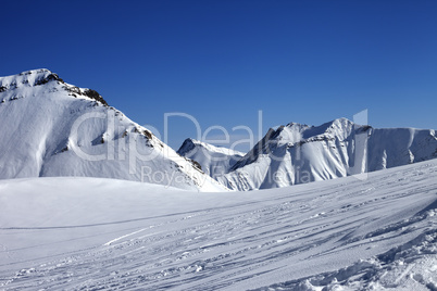 Ski slope at nice winter day