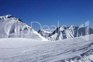 Ski slope at nice winter day