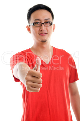 thumb up good looking young southeast asian male