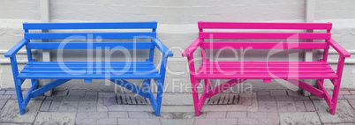blue and pink bench