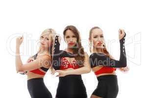 Portrait of charming young girls in erotic outfits