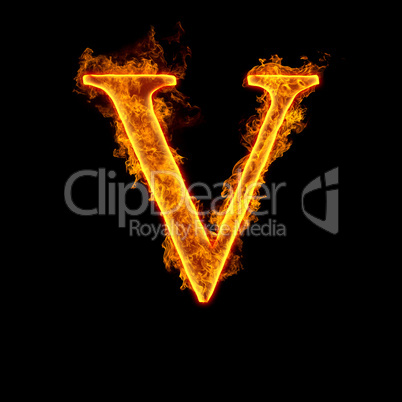 fire alphabet letter v