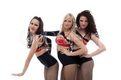 Trio of attractive slender performers go-go