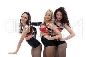 Trio of attractive slender performers go-go