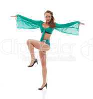 Graceful young girl posing in go-go costume