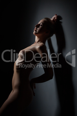 Portrait of excited naked slender woman