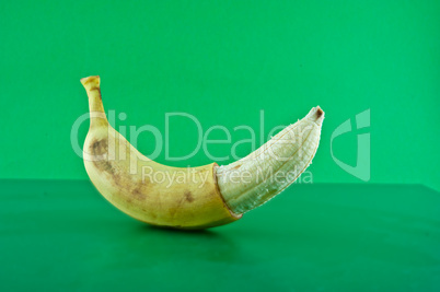 banana against a green background