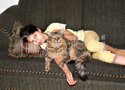 girl with a cat