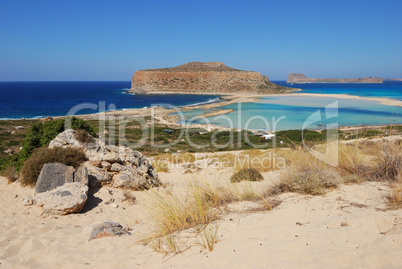 view of the lagoon ballos(balos) and the island gramvousa