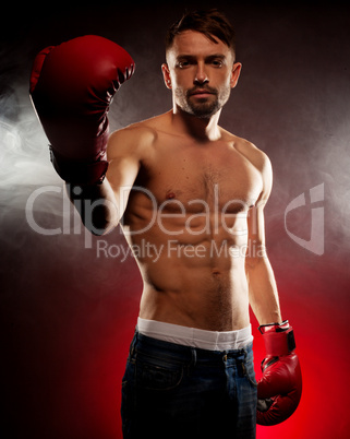 boxer holding up his fist