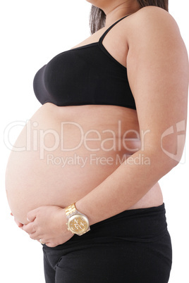 image of pregnant woman touching her belly with hands