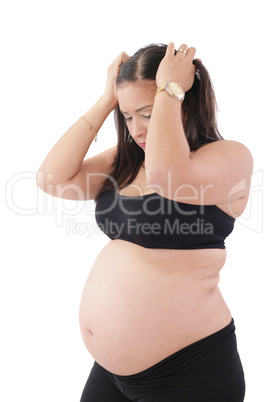 a young pregnant woman is experiencing the discomfort of pregnan