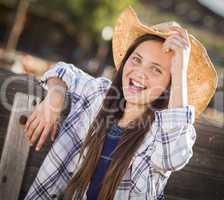 preteen girl portrait at the pumpkin patch