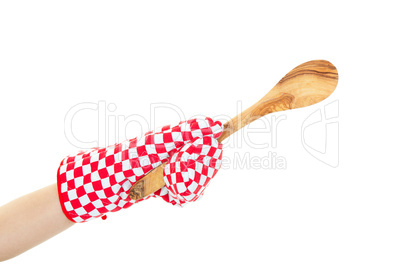 oven mitt arm with spoon