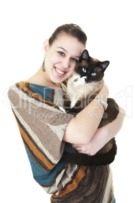 siamese cat and owner