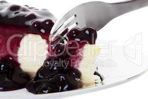 blueberry cheesecake with fork