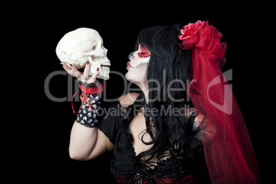 kissing sugar skull