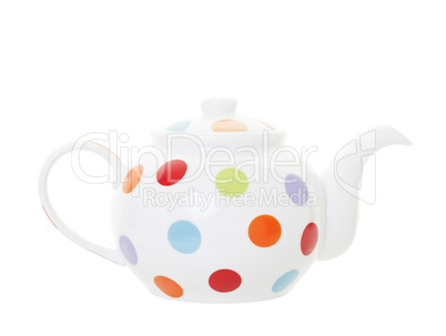 polka dot teapot with clipping path