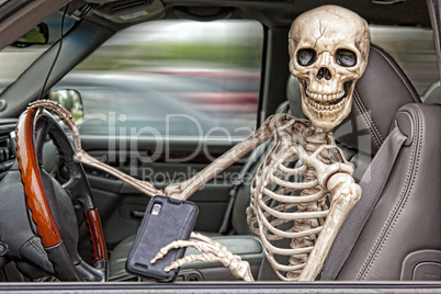 skeleton texting and driving