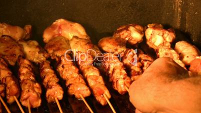 Chicken on barbecue grill