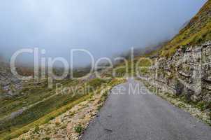 foggy mountain road