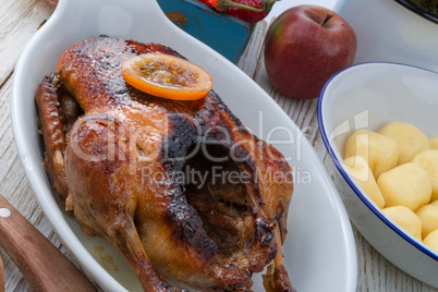 duck with dumplings and pickled plum