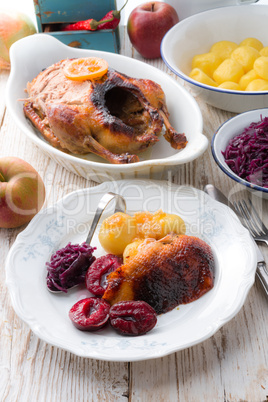 duck with dumplings and pickled plum