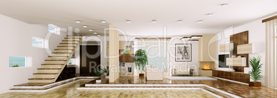 interior of apartment panorama 3d render