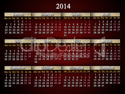 beautiful claret and unusual calendar for 2014 year