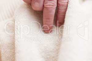 hand of new born baby in close up