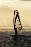 windsurfer on the sea bay surface