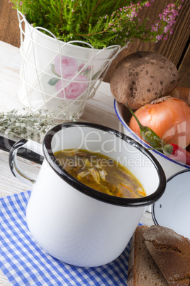 .vegetarian parasol mushroom soup