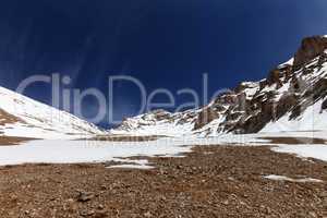 rocks in snow