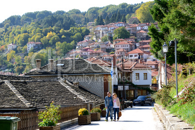 metsovo village, greece-october 11: the tourists enjoing their v