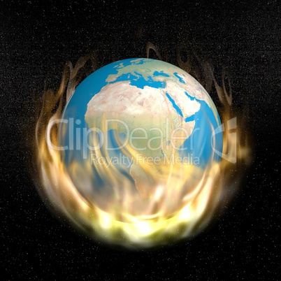 burning earth - 3d render
