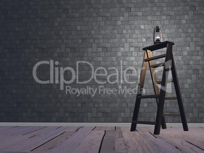 lantern on ladder - 3d render