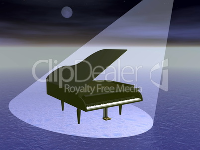 grand piano by night - 3d render