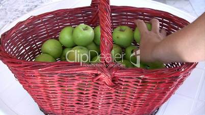 Green apple in the basket