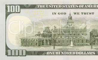 back left half of the new one hundred dollar bill