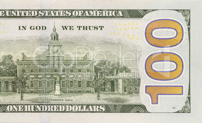 back right half of the new one hundred dollar bill