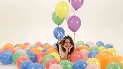 Among balloons