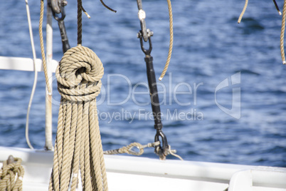 ropes detail on an old sail ship