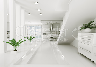 interior of modern apartment 3d render
