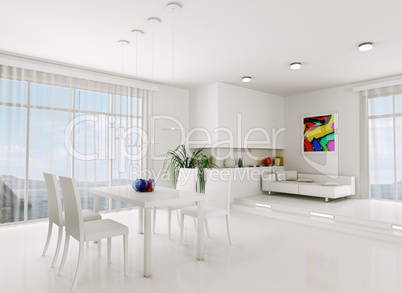 white living room 3d render