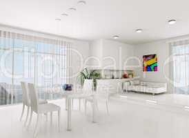 white living room 3d render