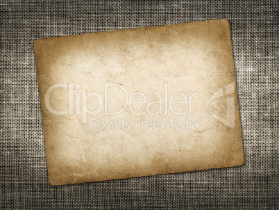 old vintage card on linen grungy background