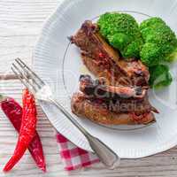 .grilled ones rib with broccoli