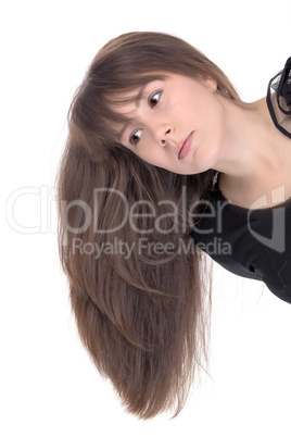 attractive young woman with long brunette hair